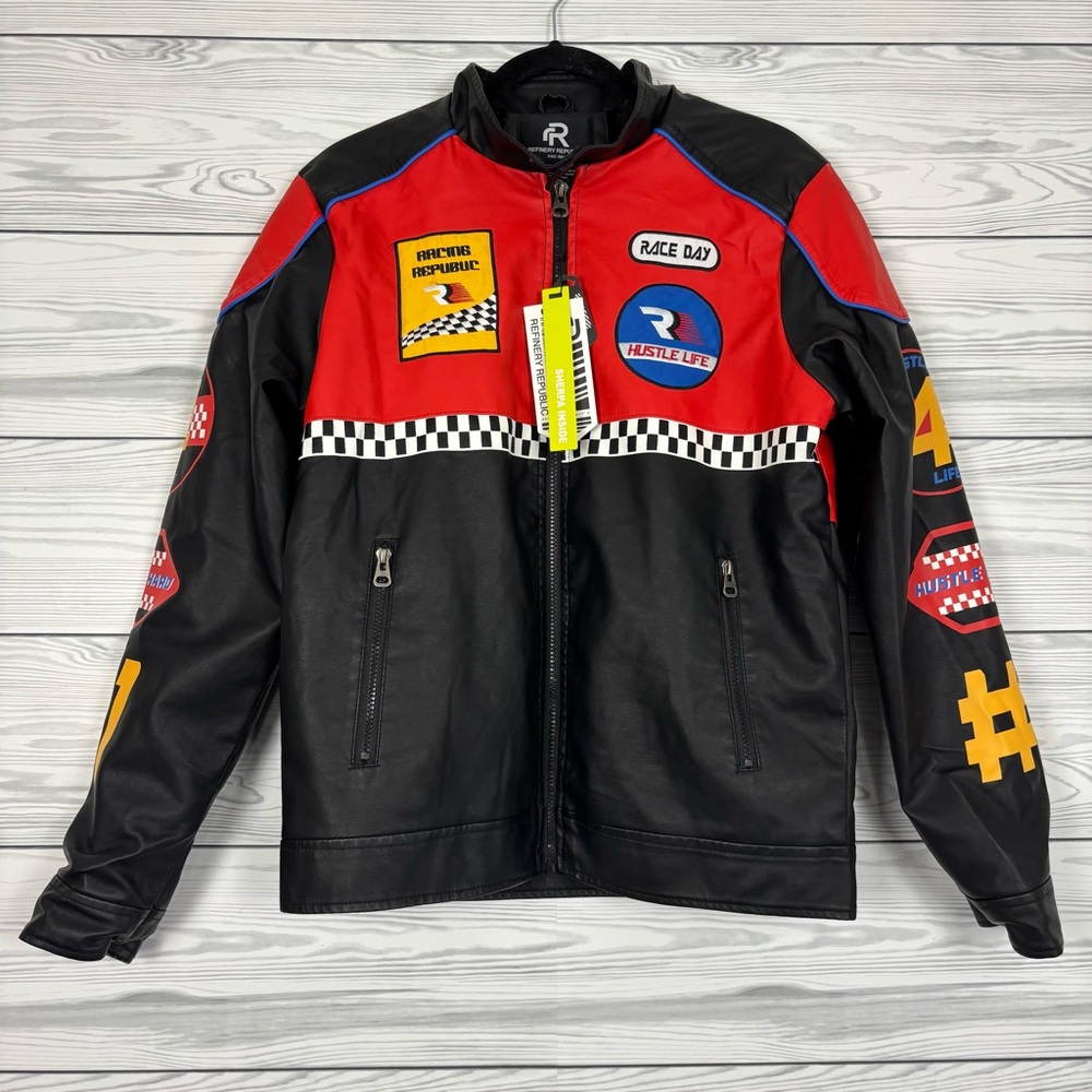 Refinery Republic Race Day Zip Up Jacket Size Small NWT Red/Black - Picture 1 of 12